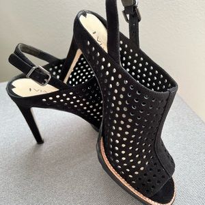 Via Spiga black suede heels